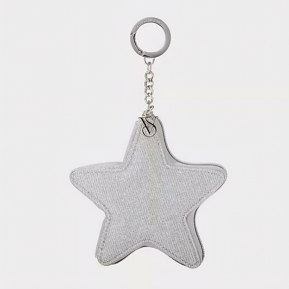Victoria's Secret Star Pouch Keychain in Silver Sparkle O/S *NWTs